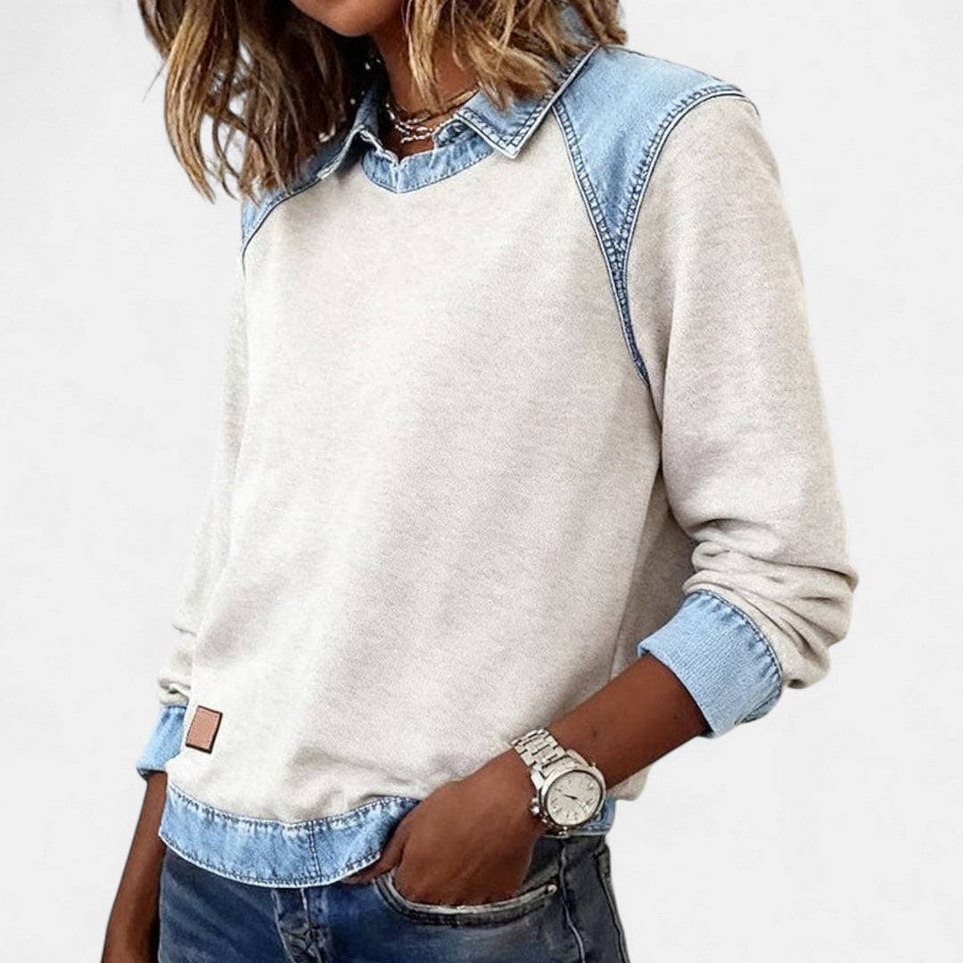Women's Contrast Collar Sweatshirt | Casual