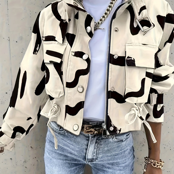 Women's Abstract Print Jacket | Elegant