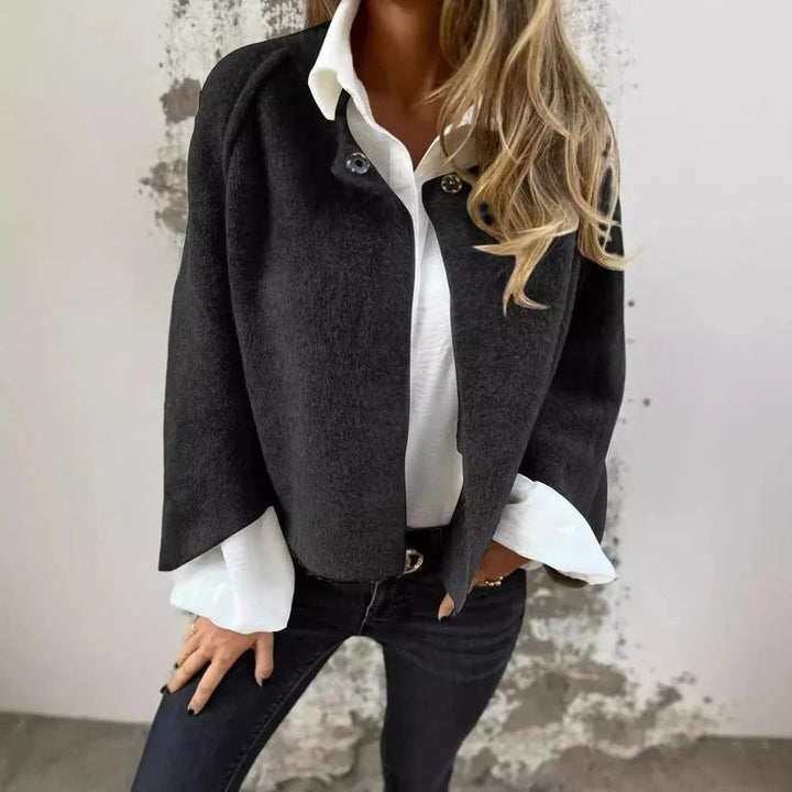 Women's Cropped Stand Collar Jacket | Textured