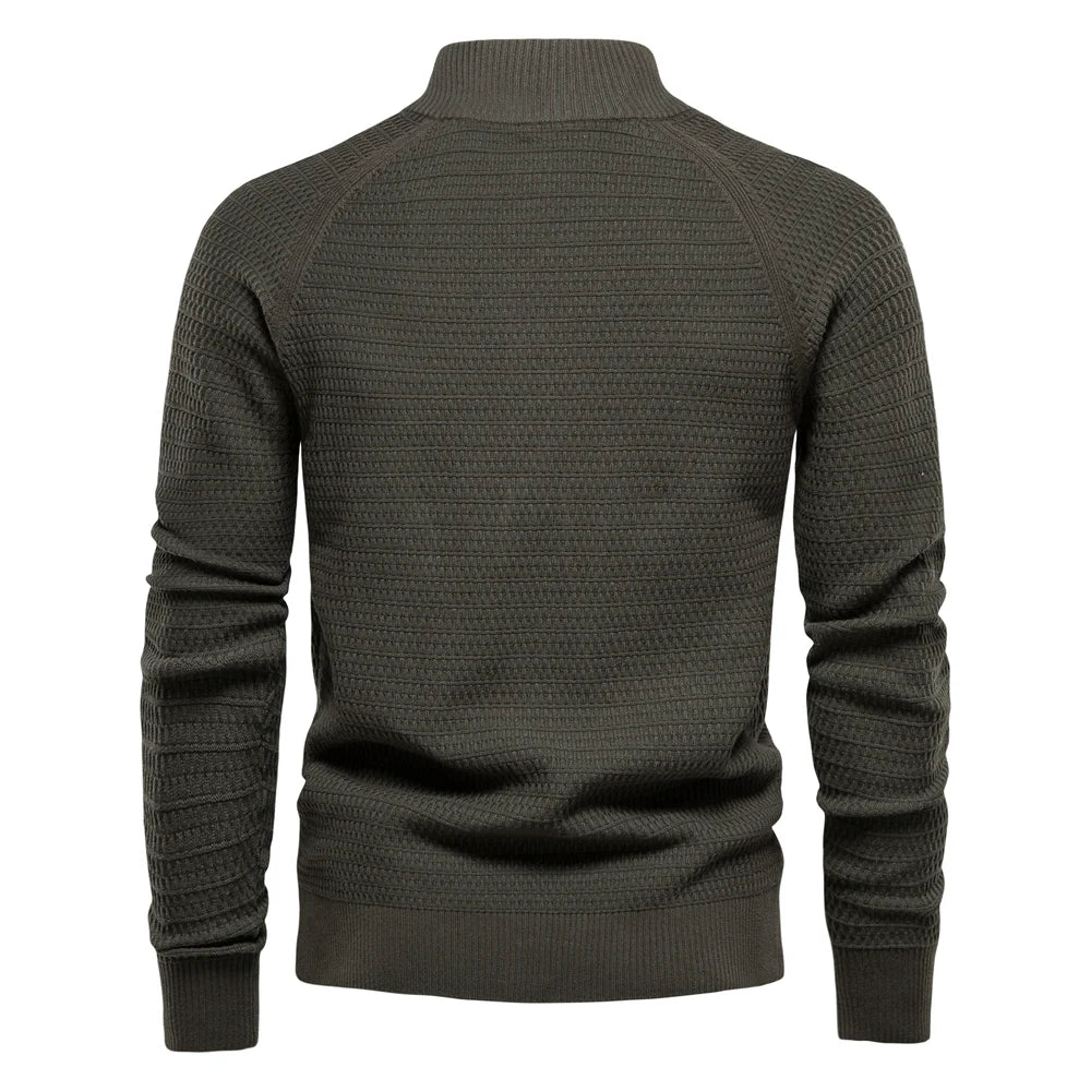 Men's Stand Collar Button Front Cardigan | Textured