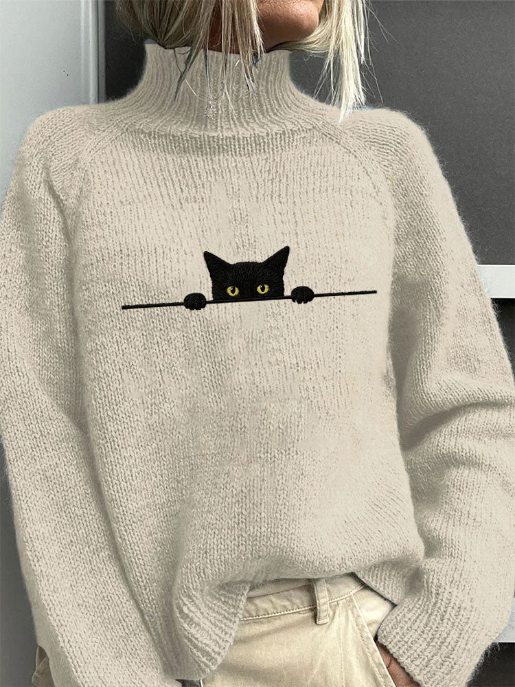 Women's Winter Knit Turtleneck Jumper | Graphic