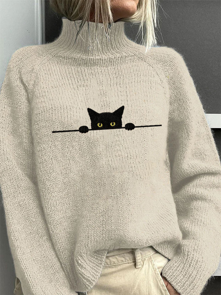 Women's Winter Knit Turtleneck Jumper | Graphic