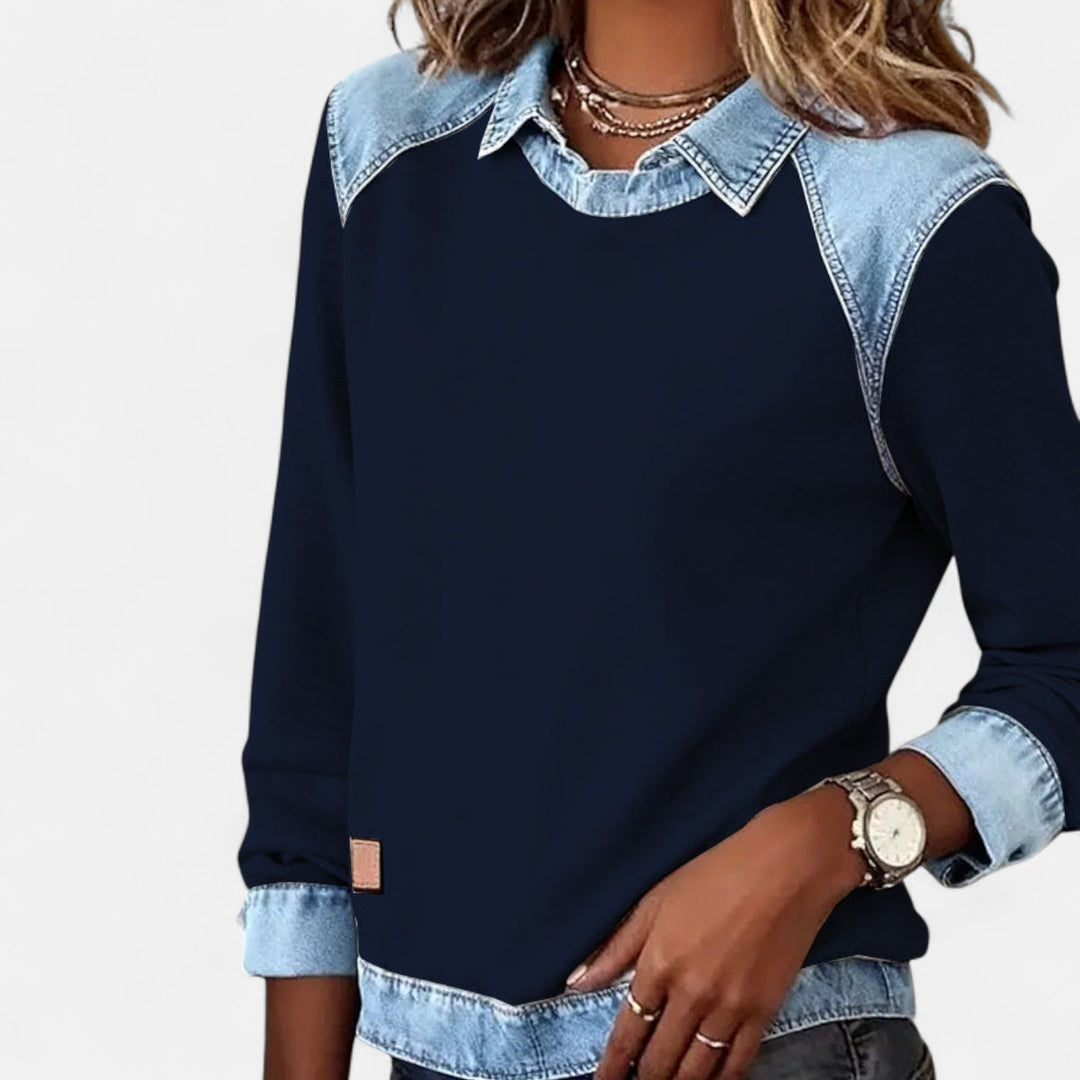 Women's Contrast Collar Sweatshirt | Casual