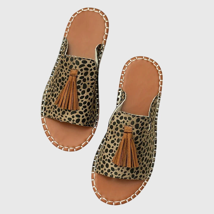Women's Boho Tassel Detail Slide Sandals | Slip On