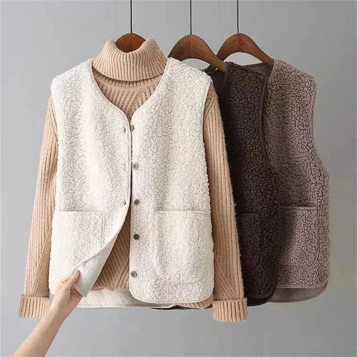 Women's Button Up Winter Waistcoat | Sleeveless