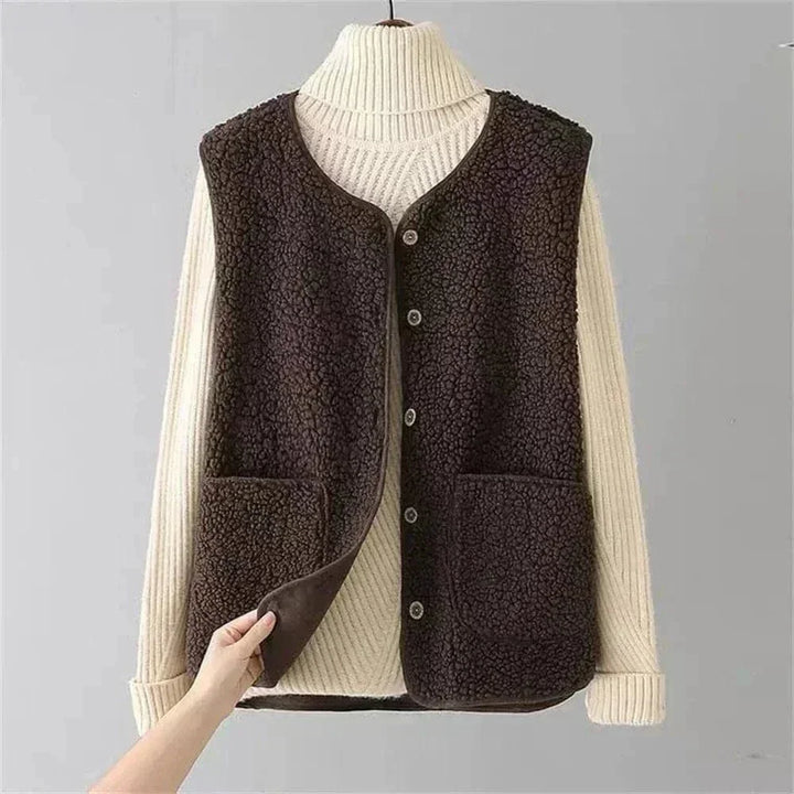 Women's Button Up Winter Waistcoat | Sleeveless