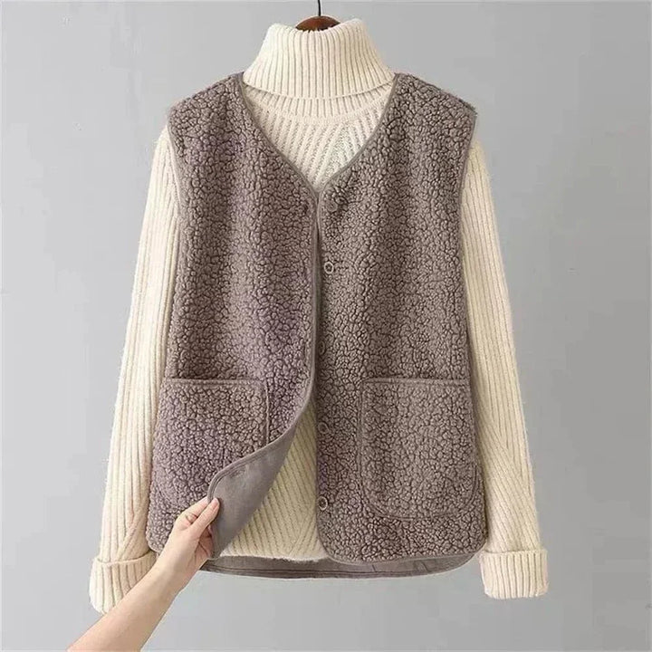 Women's Button Up Winter Waistcoat | Sleeveless