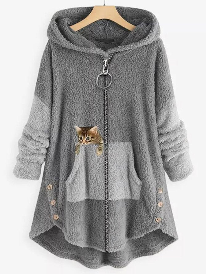 Women's Long Winter Knitted Hoodie | Zip Up