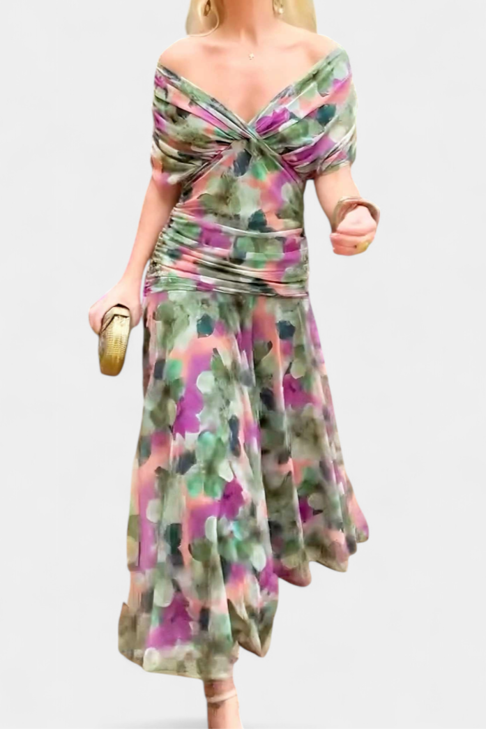 Women's Elegant Off Shoulder Wedding Guest Formal Dress | Maxi