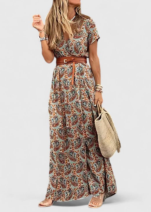 Women's Summer Relaxed Fit Vacation Dress with Side Slit | Maxi