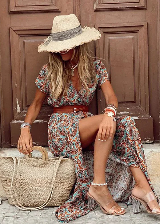 Women's Bohemian Print Summer Vacation Dress | Maxi