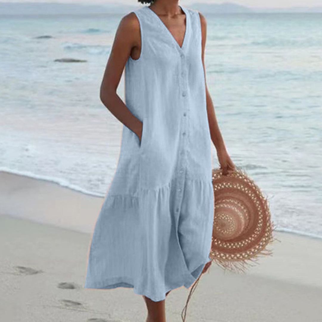 Women’s Sleeveless Casual Shirt Dress | Midi