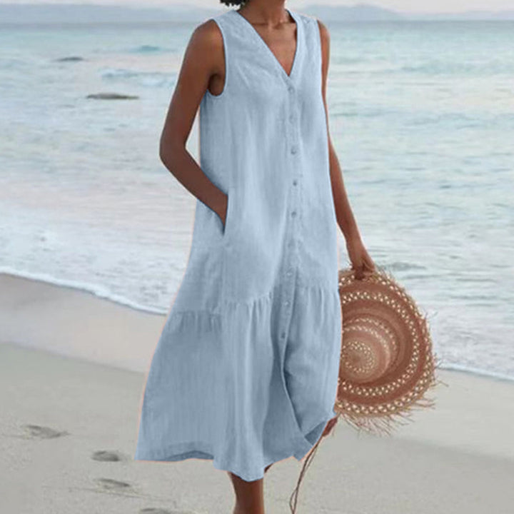 Women’s Sleeveless Casual Shirt Dress | Midi
