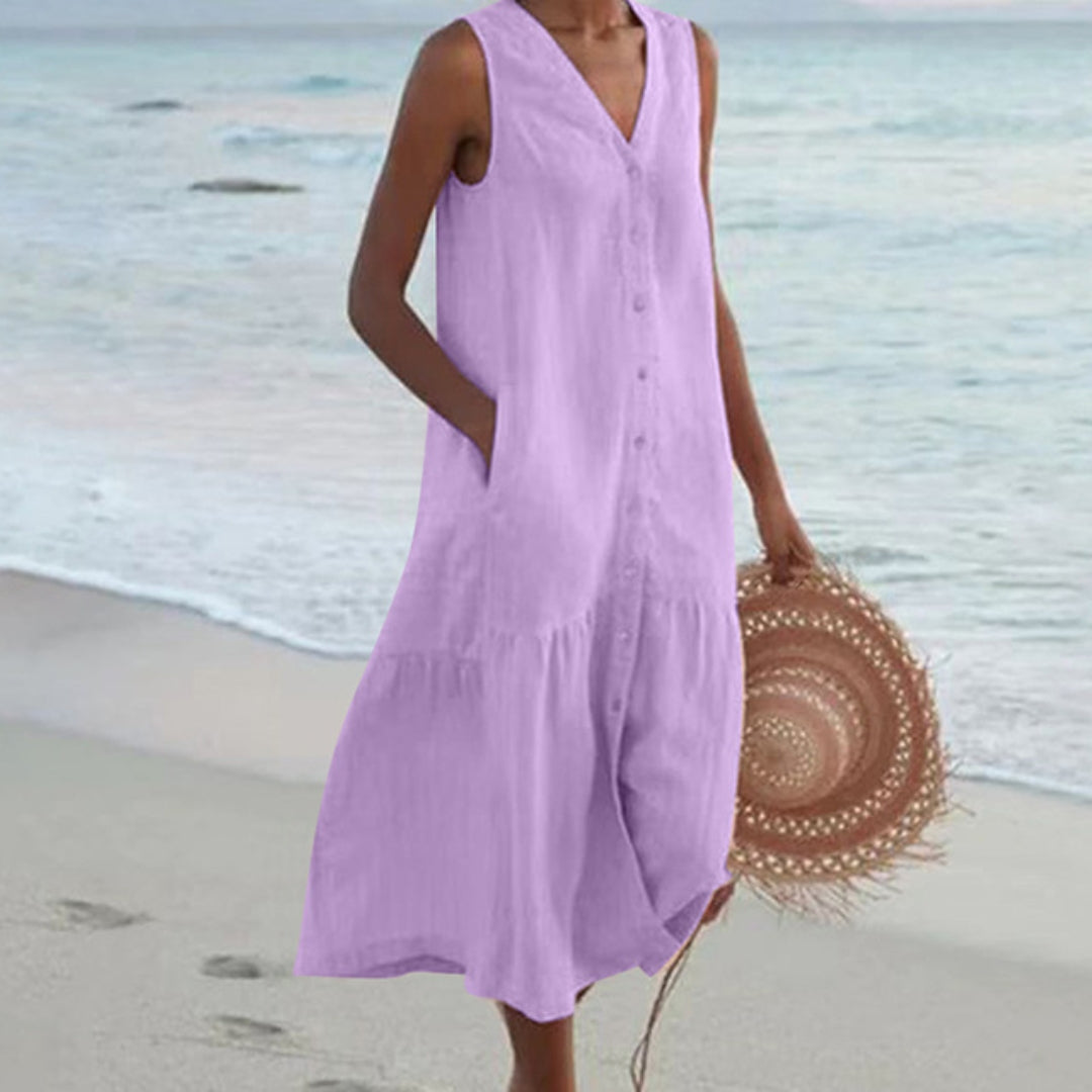 Women’s Sleeveless Casual Shirt Dress | Midi