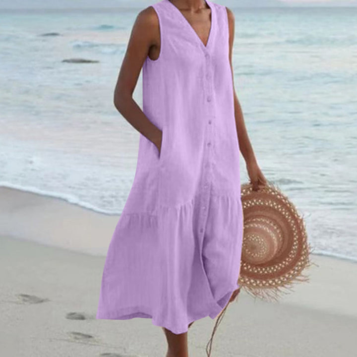 Women’s Sleeveless Casual Shirt Dress | Midi