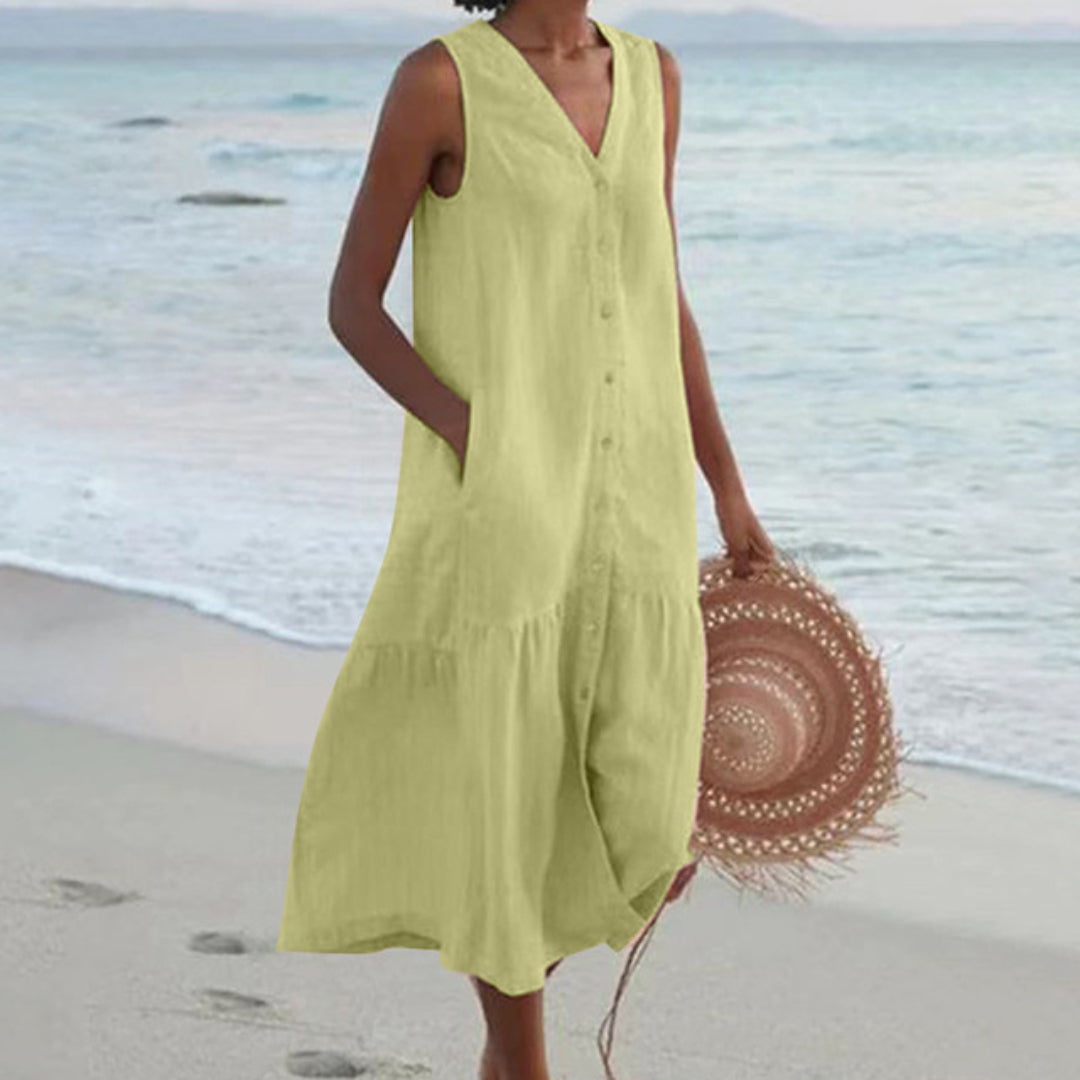Women’s Sleeveless Casual Shirt Dress | Midi