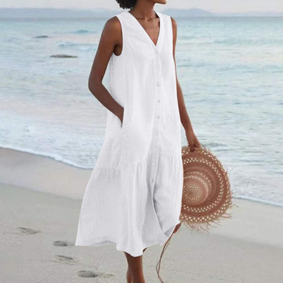 Women’s Sleeveless Casual Shirt Dress | Midi