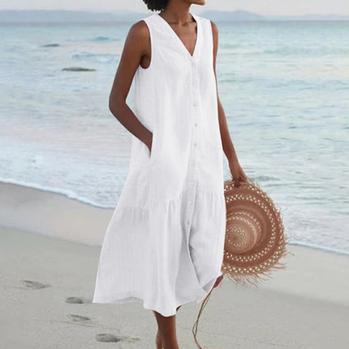 Women’s Sleeveless Casual Shirt Dress | Midi