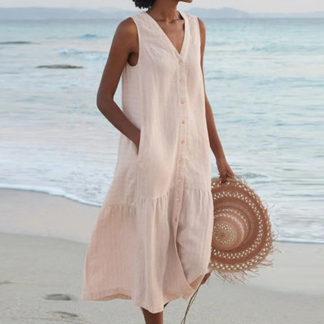 Women’s Sleeveless Casual Shirt Dress | Midi