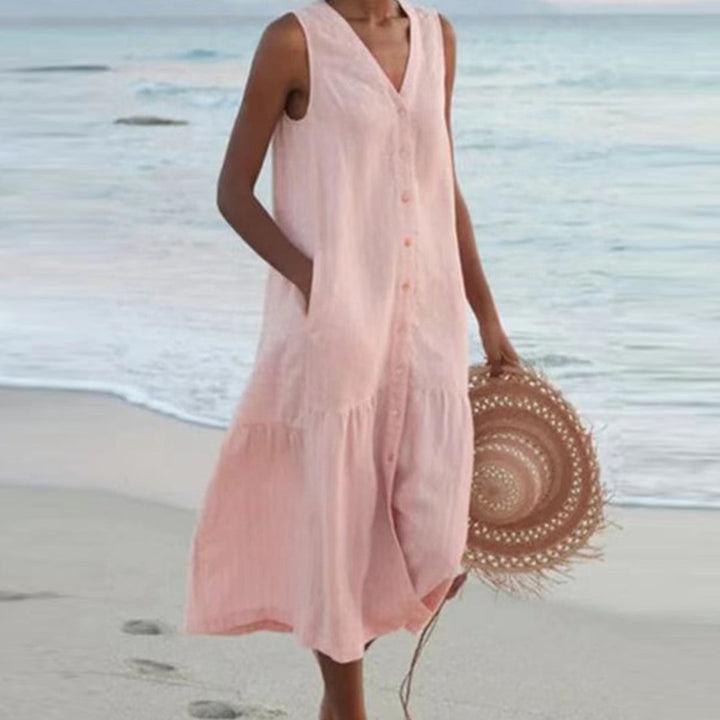 Women’s Sleeveless Casual Shirt Dress | Midi