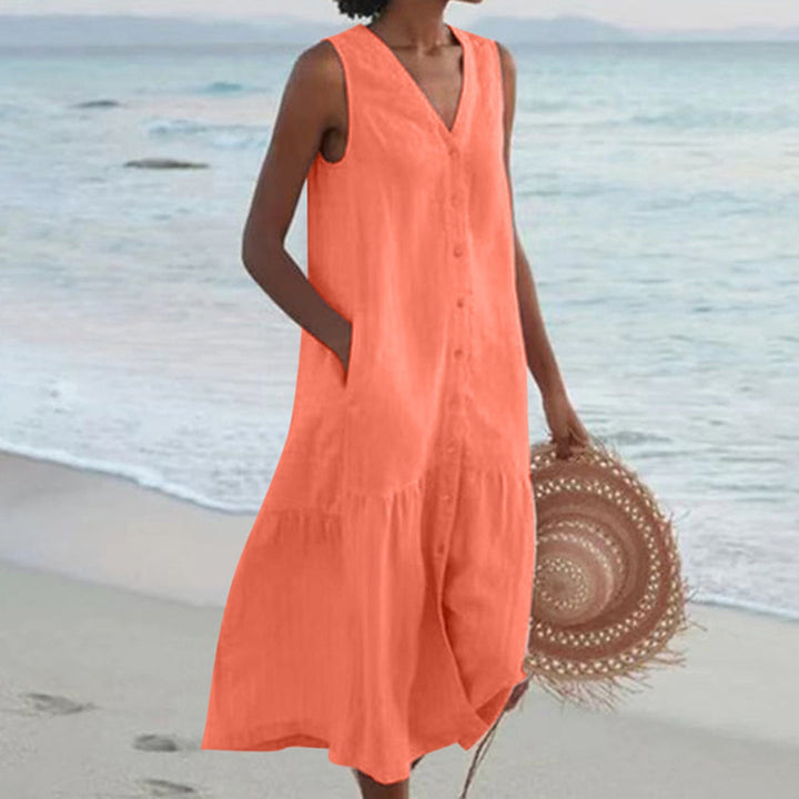 Women’s Sleeveless Casual Shirt Dress | Midi