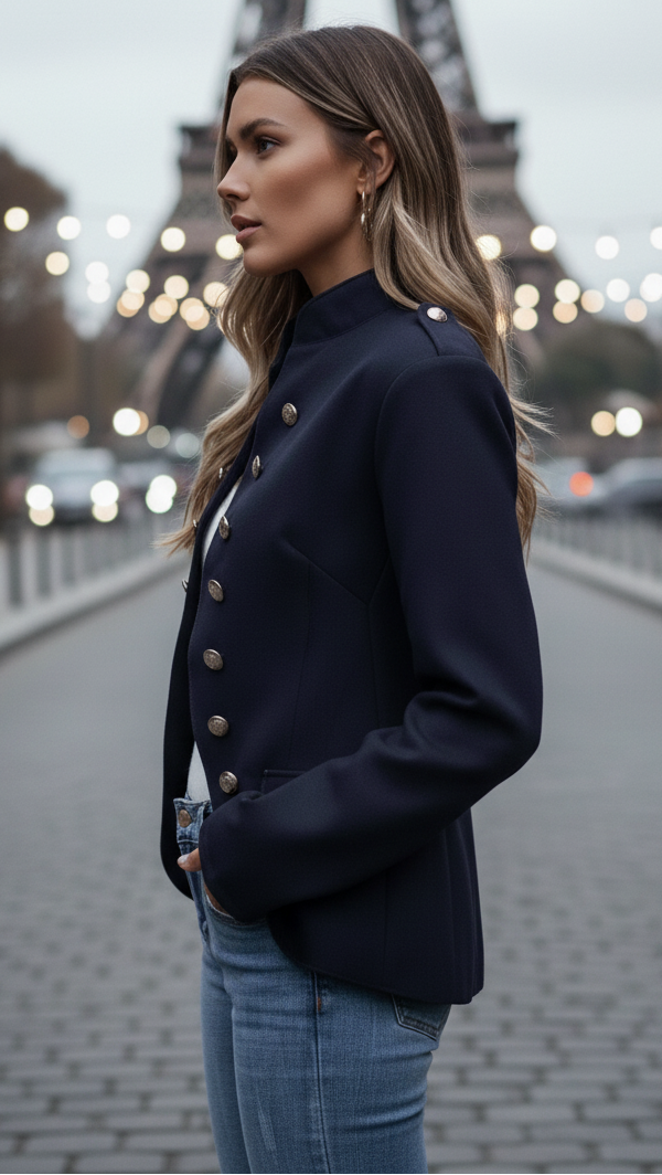 Women’s Tailored Long-Sleeve Double-Breasted Coat | Cuff Tabs
