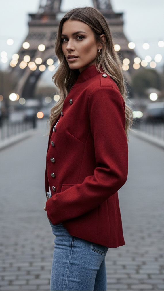 Women’s Tailored Long-Sleeve Double-Breasted Coat | Cuff Tabs