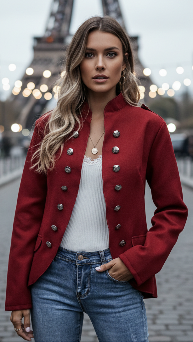 Women’s Tailored Long-Sleeve Double-Breasted Coat | Cuff Tabs