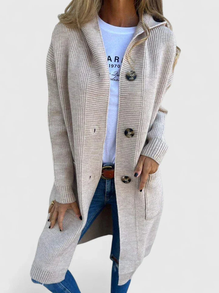 Women's Button Up Knit Long Cardigan | Hooded