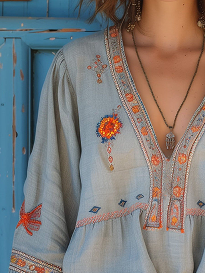 Women's Bohemian V-Neck Blouse | Summer