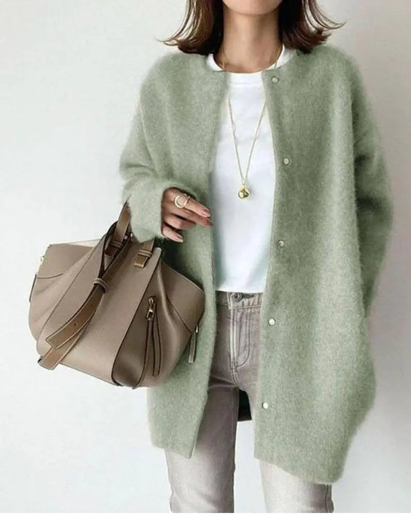 Women’s Warm Long Cardigan | Button Front