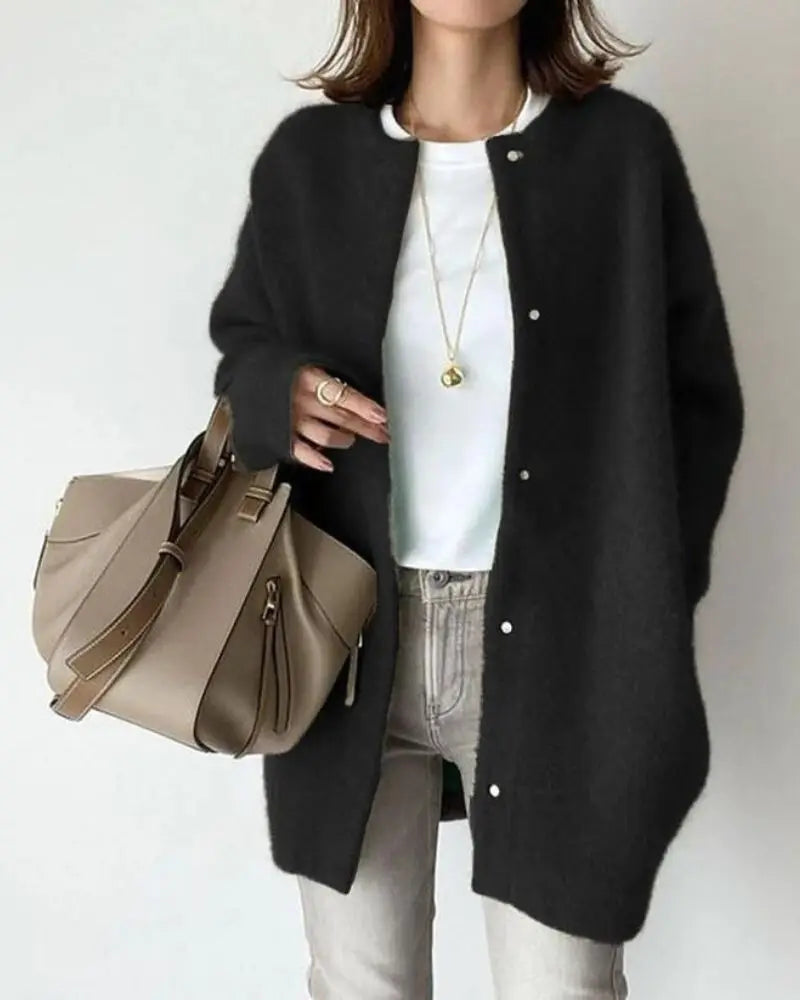 Women’s Warm Long Cardigan | Button Front