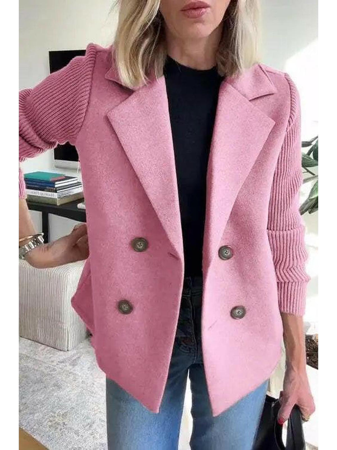 Women's Casual Notch Lapel Coat | Buttons