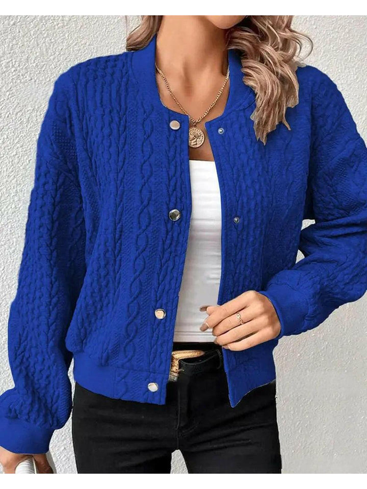Women's Cable Knit Bomber Jacket | Casual