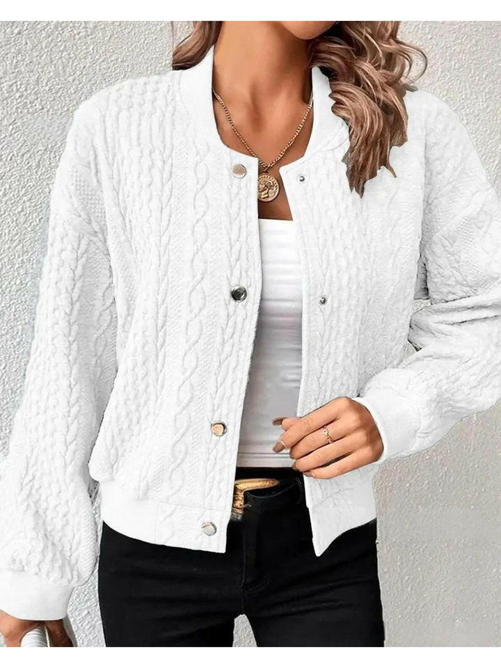 Women's Cable Knit Bomber Jacket | Casual