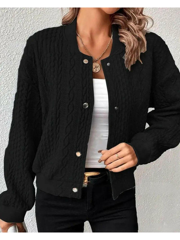 Women's Cable Knit Bomber Jacket | Casual