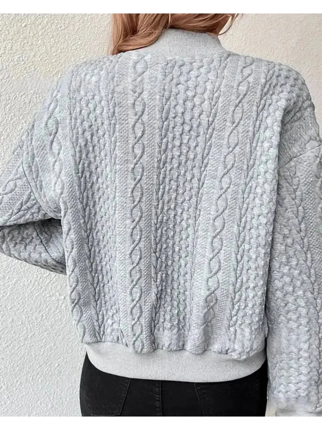 Women's Cable Knit Bomber Jacket | Casual