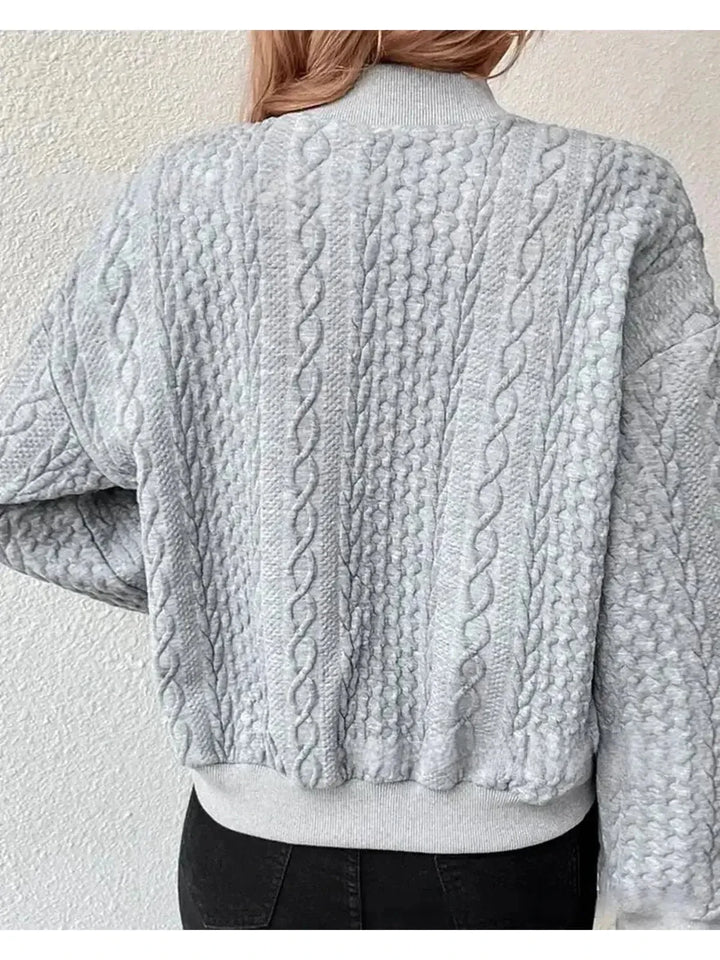 Women's Cable Knit Bomber Jacket | Casual