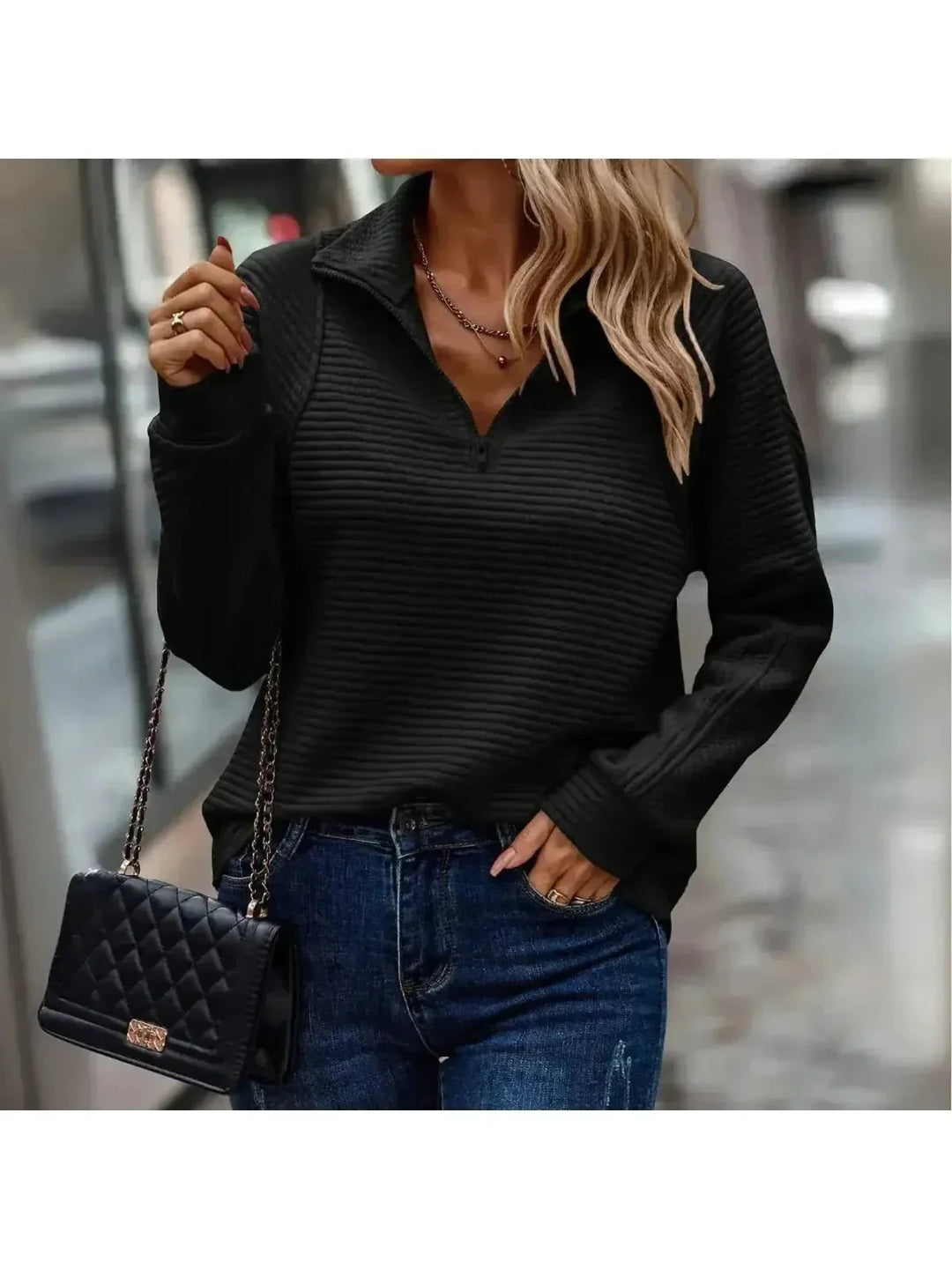 Women’s Quarter-Zip Jumper | Stand Collar