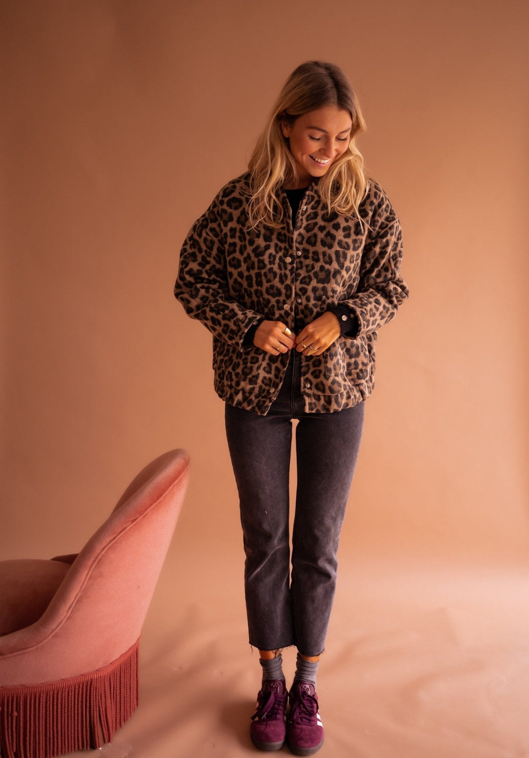 Women's Oversized Patterned Jacket | Pockets