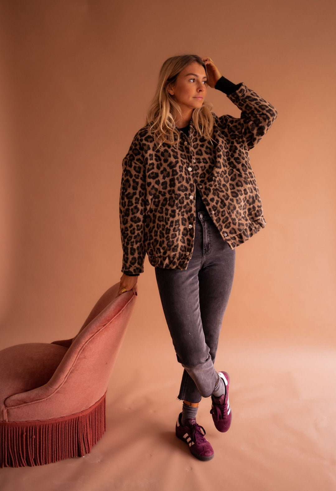 Women's Oversized Patterned Jacket | Pockets