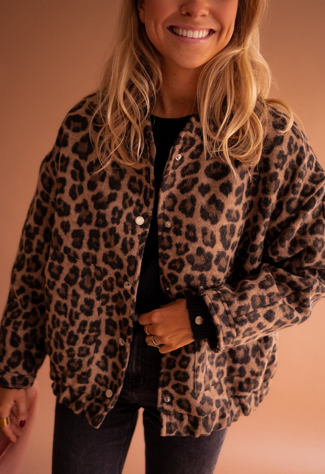 Women's Oversized Patterned Jacket | Pockets