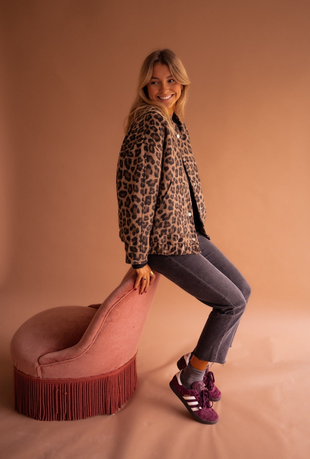 Women's Oversized Patterned Jacket | Pockets