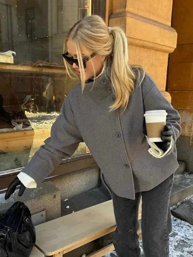 Women's Funnel Neck Winter Jacket | Cropped
