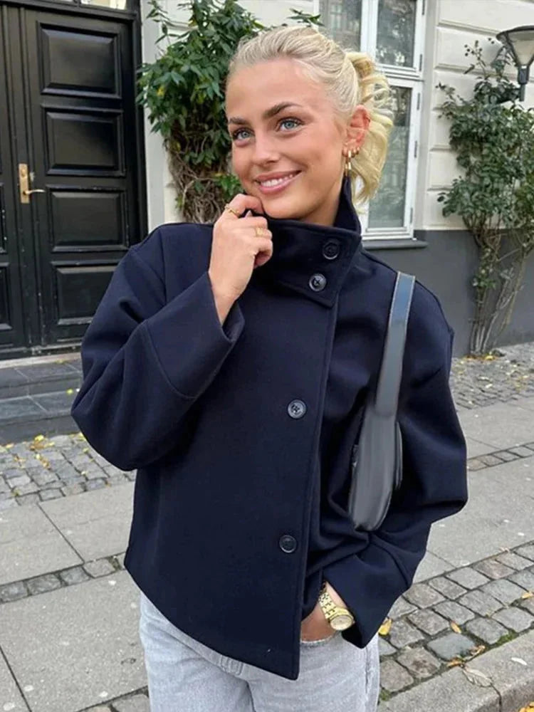 Women's Funnel Neck Winter Jacket | Cropped