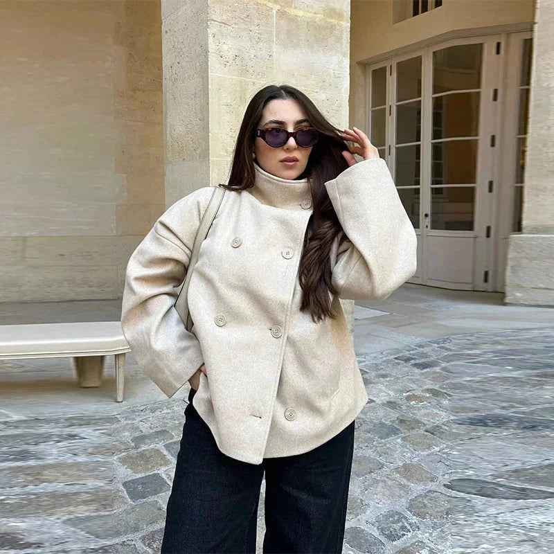 Women's Funnel Neck Winter Jacket | Cropped