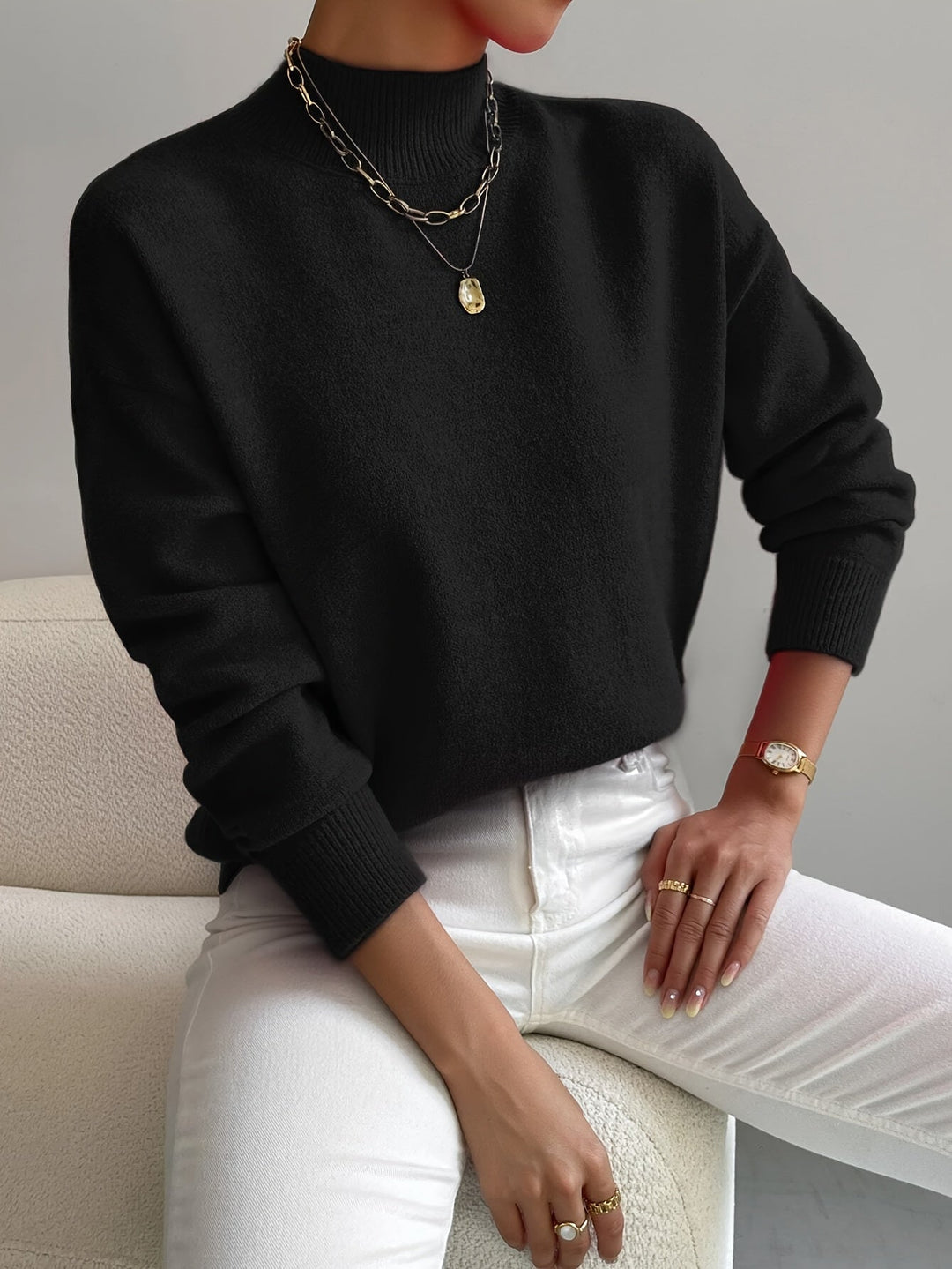 Women's Mock Neck Jumper | Knit