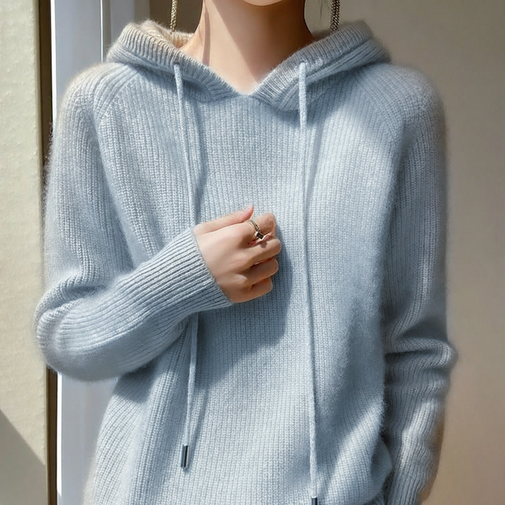 Women's Oversized Winter Knitted Hoodie | Plain