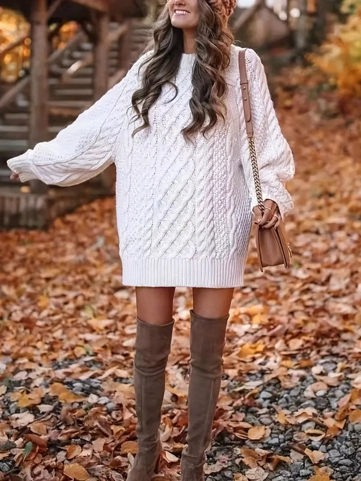 Women’s Long-Sleeve Cable Knit Dress | Mini