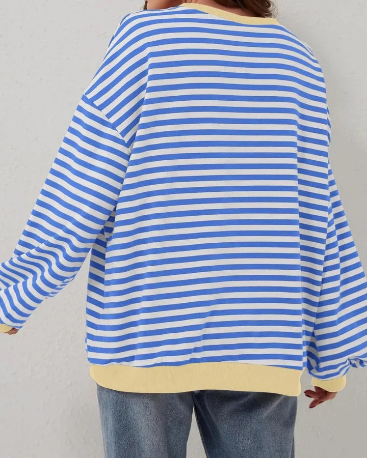 Women's Oversized Stripe Round Neck Jumper | Casual